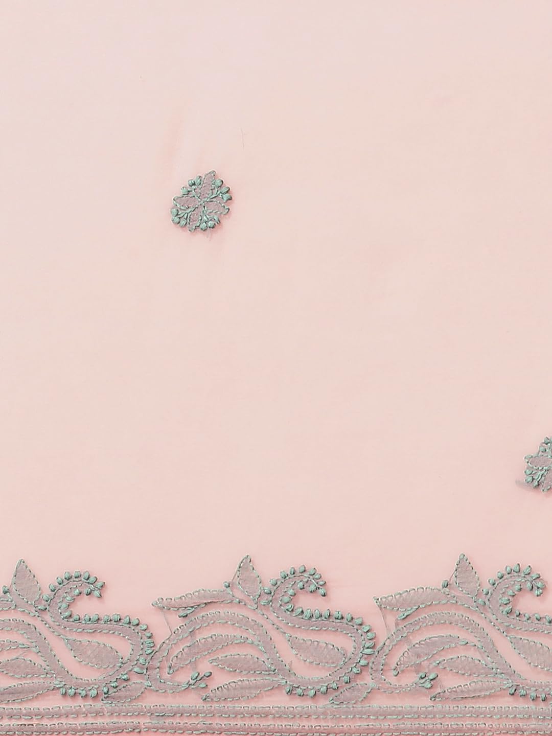 Ada Hand Embroidered Lucknow Chikankari Women's Georgette Saree with Unstitched Blouse Piece A311195 Peach