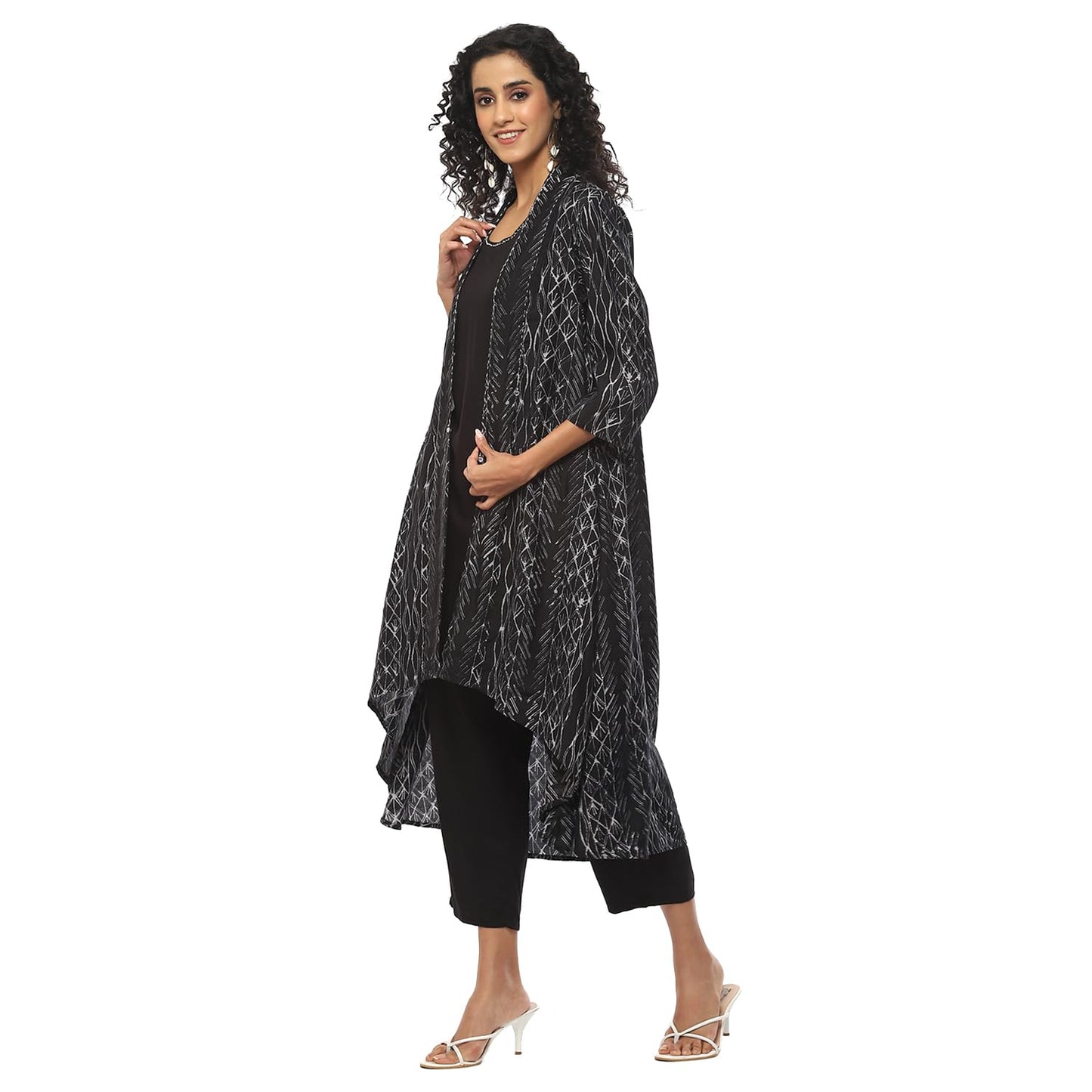BIBA Women Printed Straight Mix and Match(Work WEA2134_Carbon Black_40)