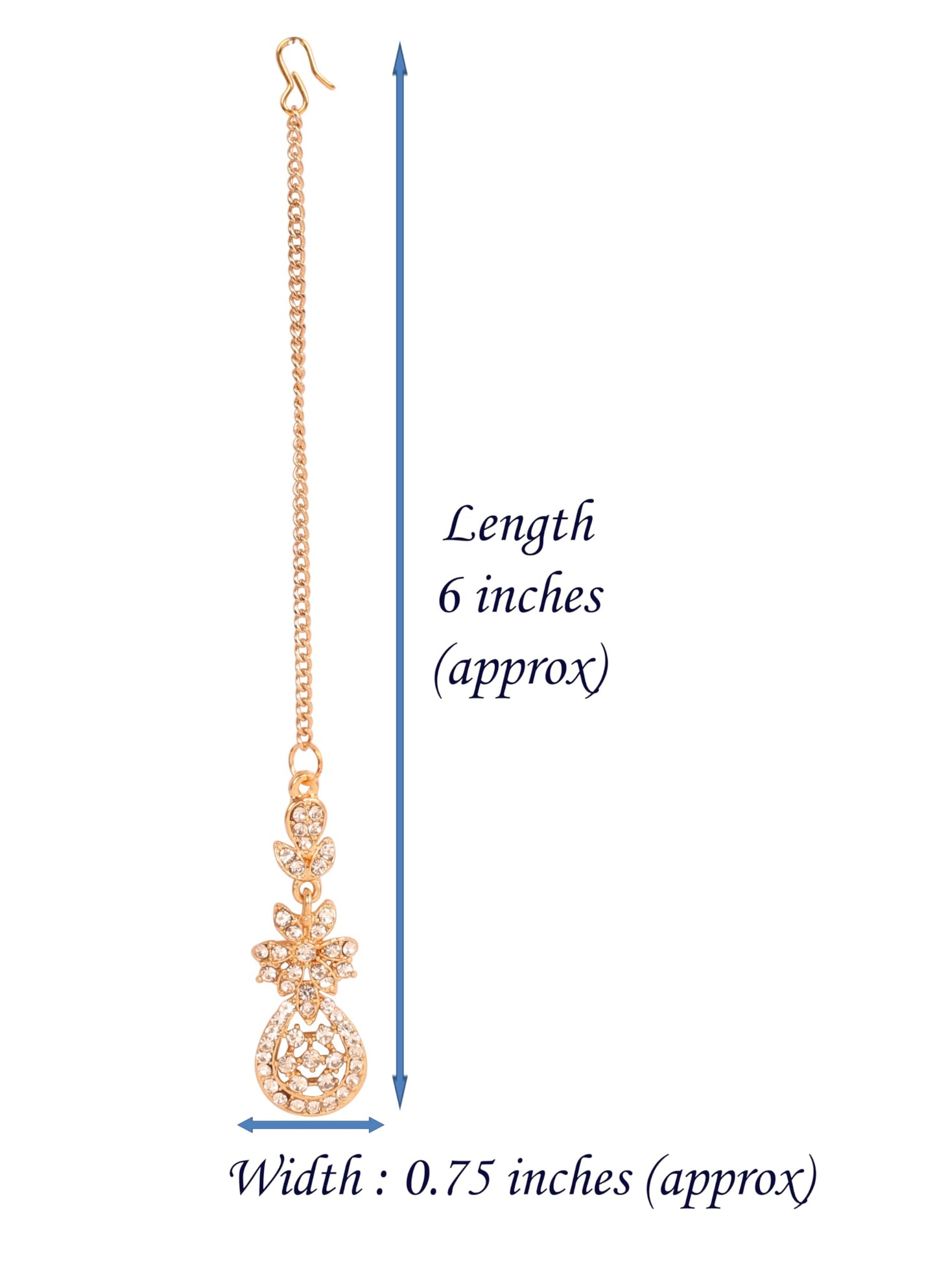 Touchstone Indian Bollywood Exemplary Floral Filigree Rhinestone Designer Jewelry Mangtika Head Accessory In Antique Gold Tone For Women.