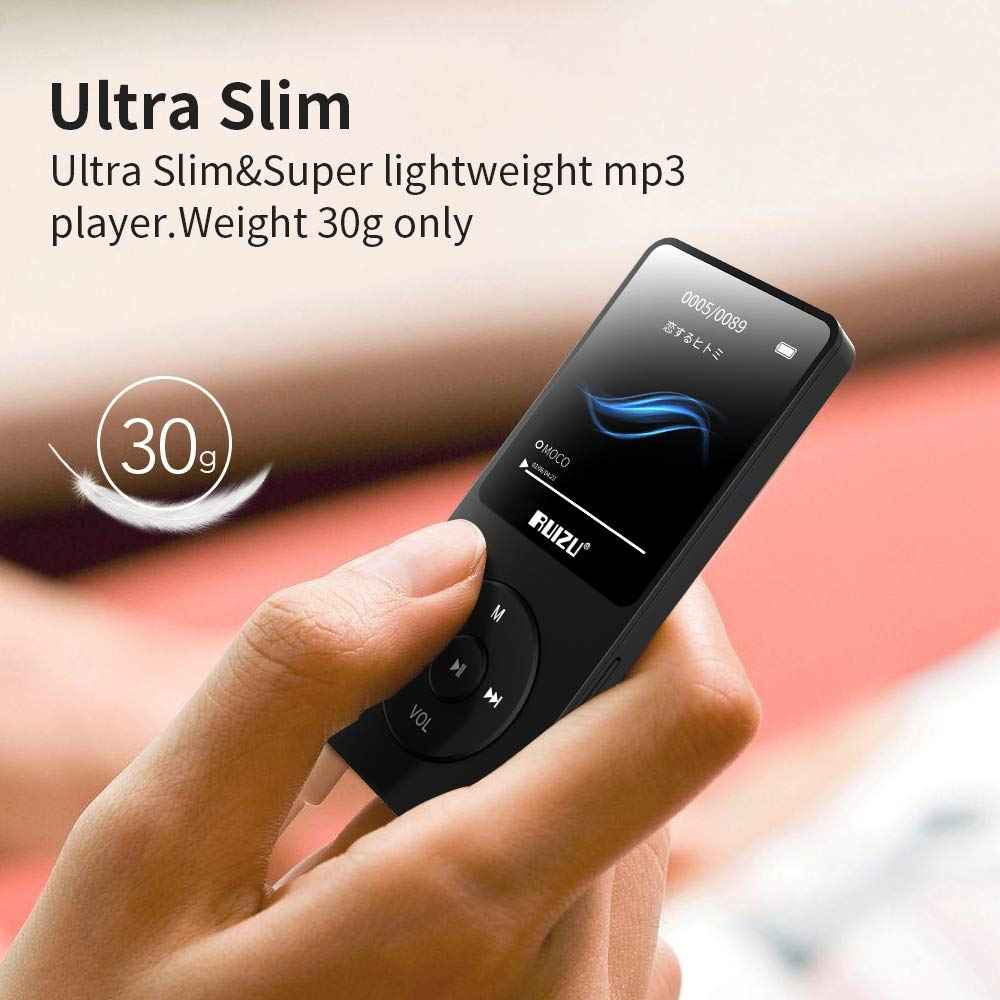 RUIZU X02 8 GB Ultra Slim Mp3 Music Player with FM Radio, Voice Recorder, Video Play, Text Reading, 80 Hours Playback and Expandable Up to 128 GB (Black)