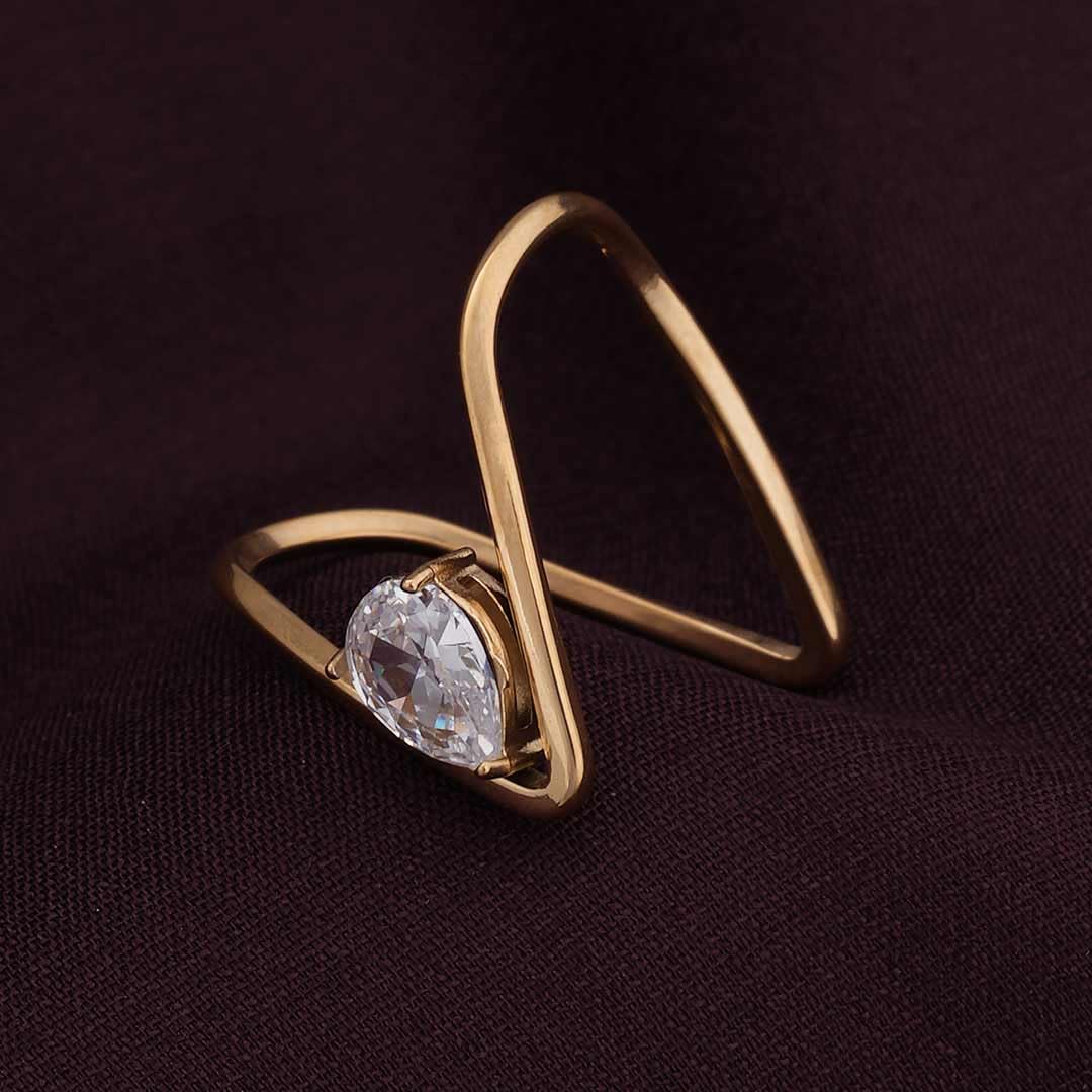 PALMONAS Trendy Vee Ring (Size-8) for Womens - Waterproof & Anti-Tarnish