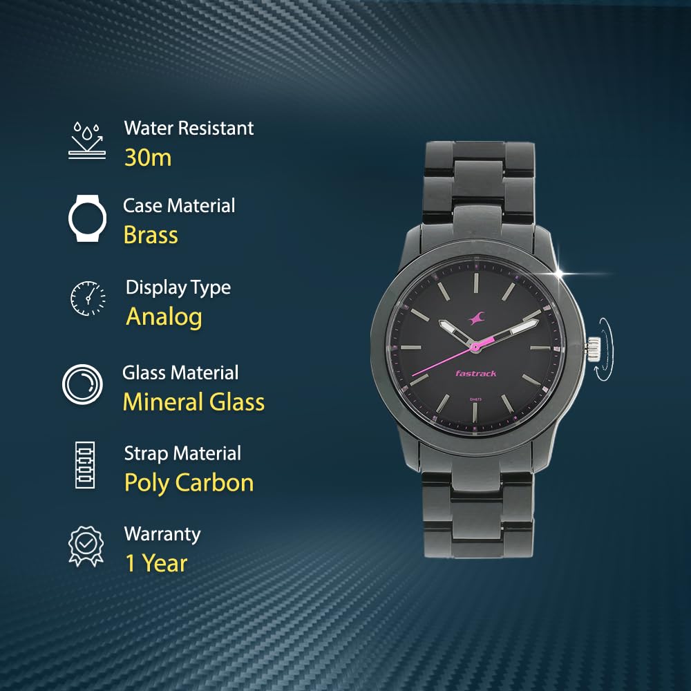 Fastrack Trendies Analog Black Dial Women's Watch NM68006PP01/NN68006PP01