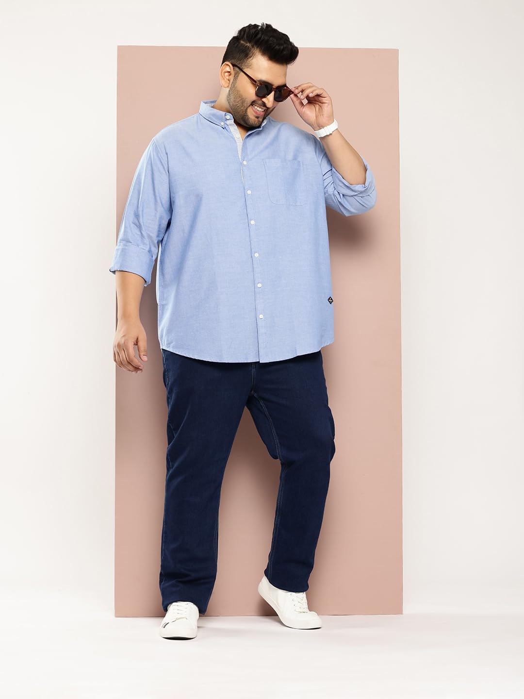 Thomas Scott Men's | Plus Size | Regular Fit | Long Sleeves | Button-Down Collar | Oxford Fabric | Casual | Shirts for Men (TS1427_Blue_6XL)