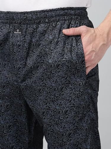 Hancock Men Cotton Printed Night Suit Black Size M