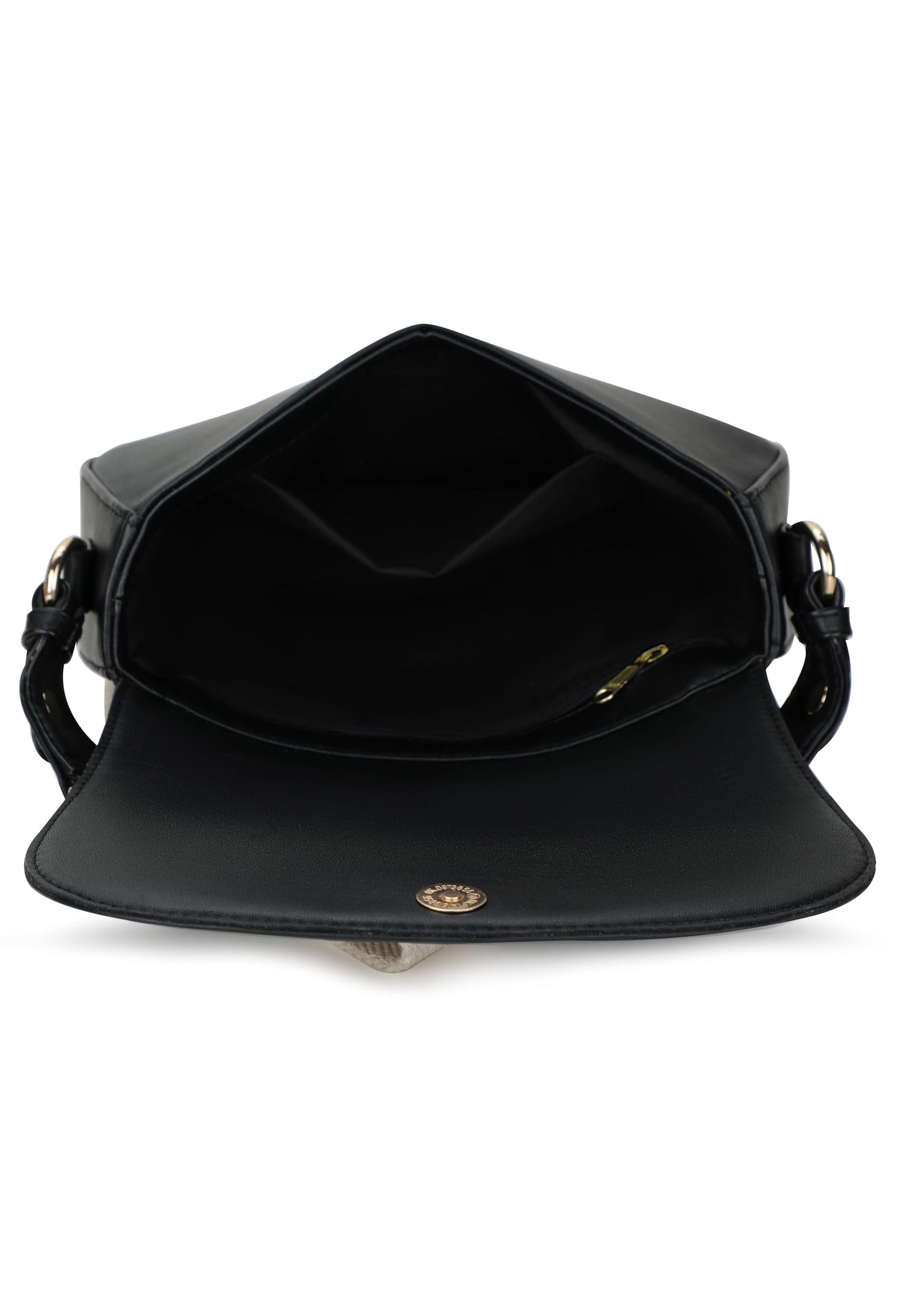 RASHKI ALYA- Womens Crossbody Vegan Leather Handbag | Spacious | Unique Shape | Party Purse | Magnetic Button Closure (Black)