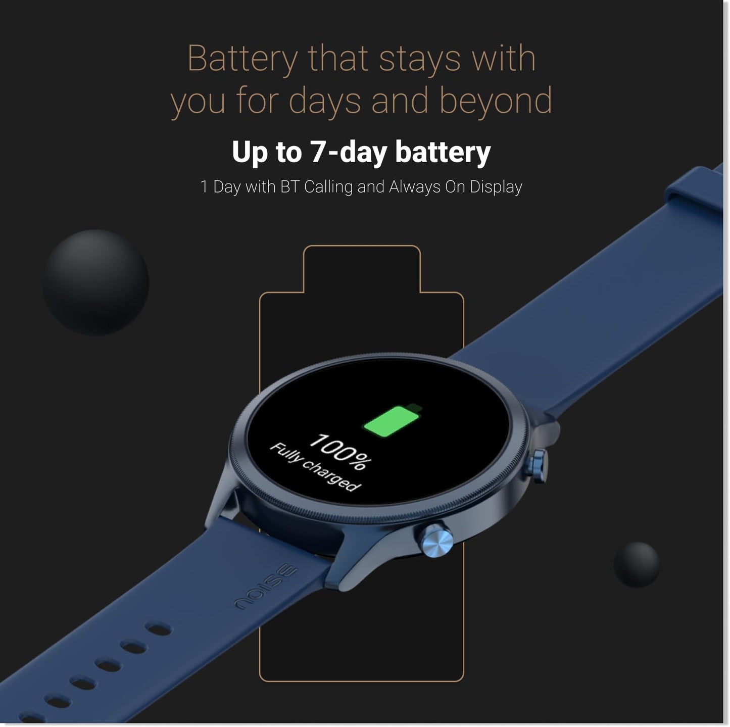 Noise Evolve 3 1.43" AMOLED Always on Display, BT Calling, Round Dial, Metallic Design Smart Watch for Man & Woman, Smart Gesture Control, 100 Sports Modes (Space Blue)