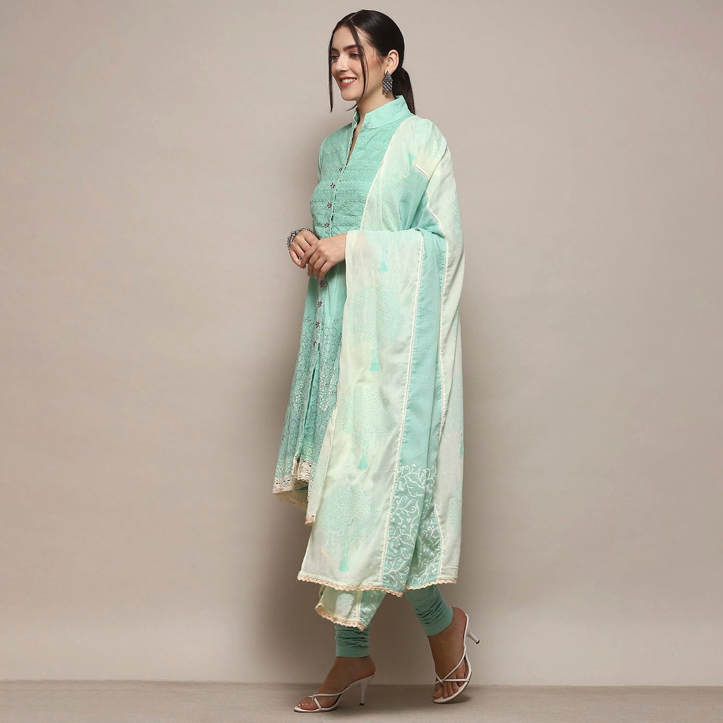 Biba Women Cotton Solid Suit Set (SKDASSORTED2802SS24LGRN_Green