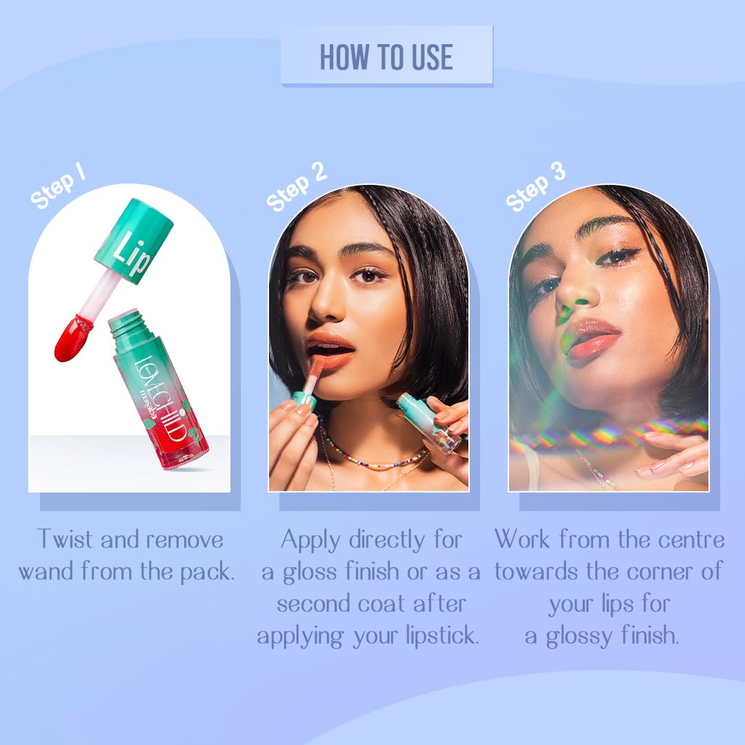 LoveChild Masaba Lip Gelato Tinted Lip Oil | Hydrating, Luminous finish |With Vitamin E, Jojoba oil, Hyaluronic Acid & Shea Butter, Raspberry Rose, 5ml