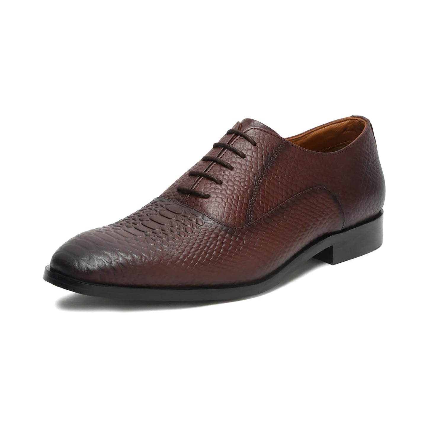 LOUIS STITCH Men's Style Brunette Brown Derby Shoes Handmade Formal Italian Leather Shoes for Men (Size - 9 UK,EUSN)