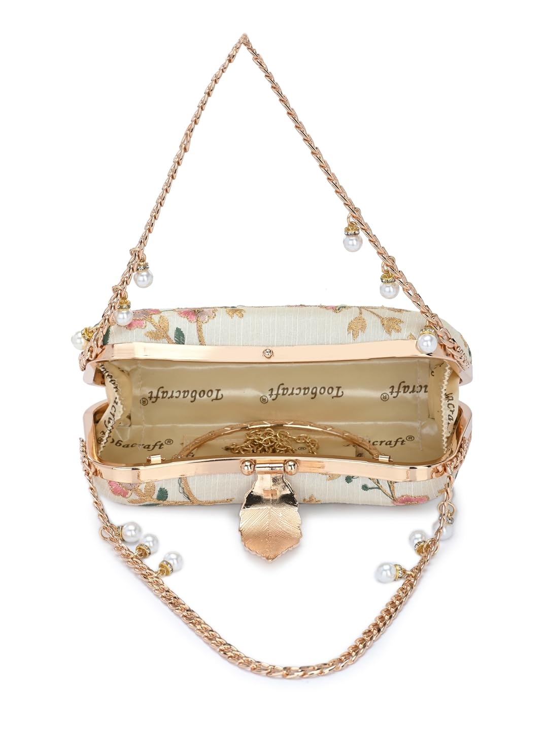 TOOBA Women's Cream Pebble Handcrafted Beautiful Bling Box Clutch Bag