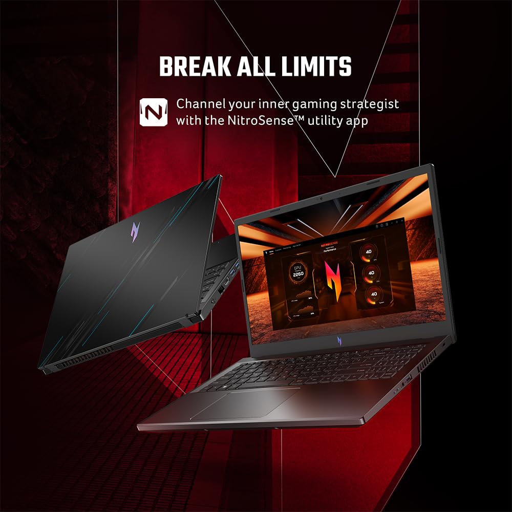 Acer Nitro V, Intel Core i5- 13th Gen 13420H processor, NVIDIA GeForce RTX 4050-6 GB GDDR6(16GB DDR5/512GB)IPS FHD, 39.62cm(15.6"), 165 Hz, Win 11 Home,Obsidian black, 2.113 kg, ANV15-51,Gaming Laptop