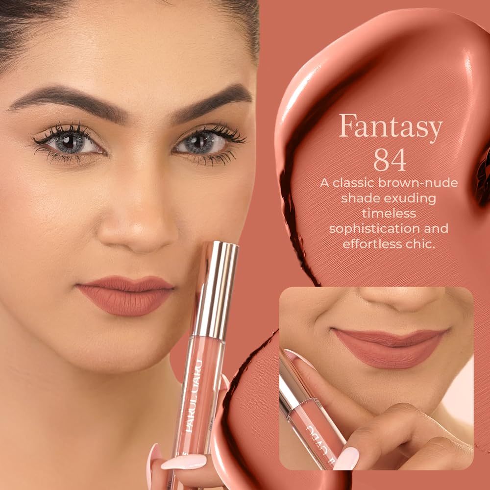 Parul Garg Beauty Featherlite Matte Liquid Lipstick | High-Pigment, Long-Wear & Non-Drying | Lightweight & Transfer-Proof | 100% Vegan & Clean Beauty |Fantasy 84 - Brown Nude| 2.5ml