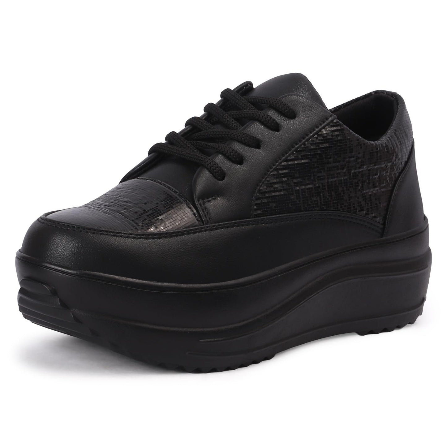 Vendoz Women Sneaker | Cushioned Insole for Comfort | Stylish Glittery Embellished Sneakers | Lightweight & Perfect for Casual Party Wedding Outfit for Girls Black