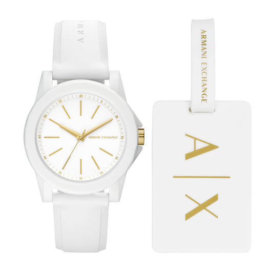 Armani Exchange Silicone Analog White Dial Women's Watch-Ax7126