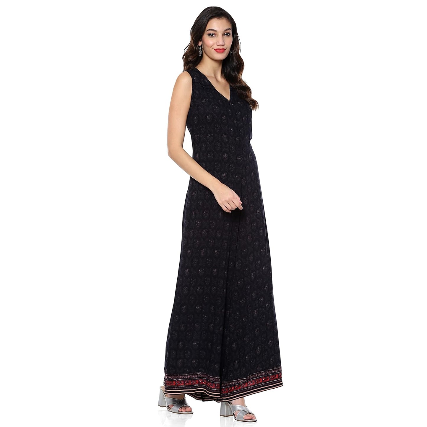 BIBA Women's Black Rayon Straight Kurta_34