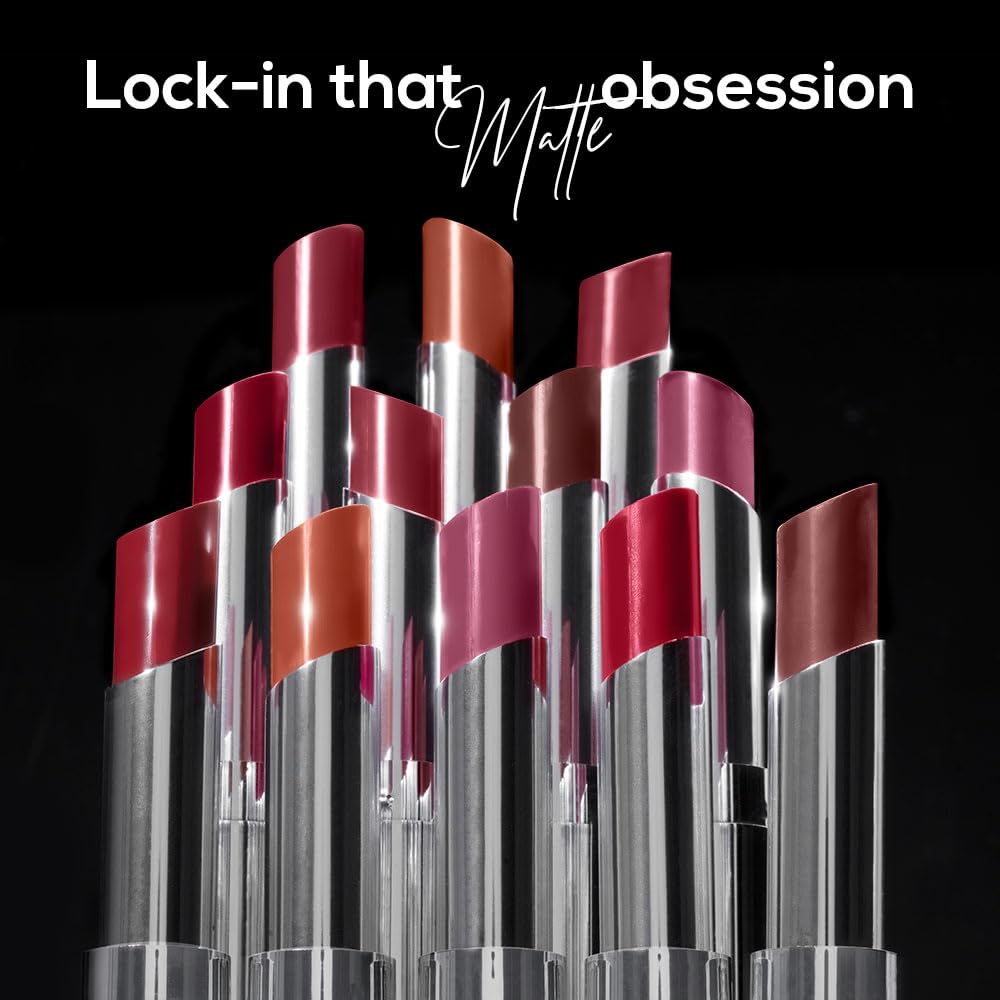 RENEE Matte Lock Lipstick - Soul, Moisturizing, Long Lasting & Weightless Formula, Intense Color Pay Off with Ultra-Matte Finish, Enriched with Avocado oil, Vitamin E, D & Beta-Carotene, 3.5 Gm
