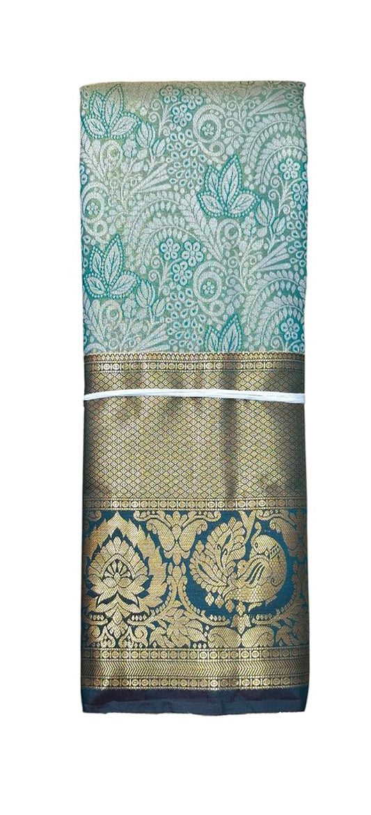 VFCollections Women's Kanchipuram Silk Pure Pattu Sarees With Blouse (Green)