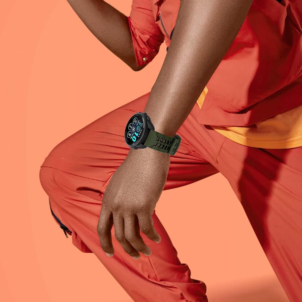 Zitel® Band Compatible with Garmin Forerunner 265, 255, 255 Music, Vivoactive 4 45mm, Venu 245 mm, Venu 3 45mm - 22mm Wide Quick Release Watch Band (Army Greem&Black)