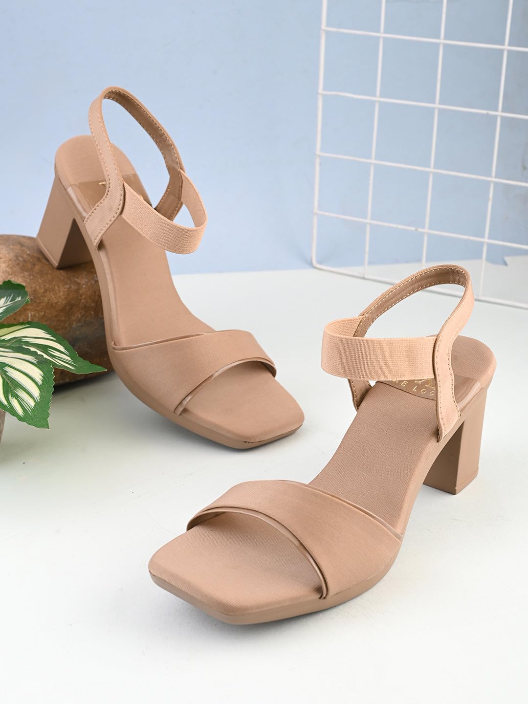 XE Looks Women’s Cross-Strap Slingback Block Heel Sandals | Square Toe | Cushioned Footbed