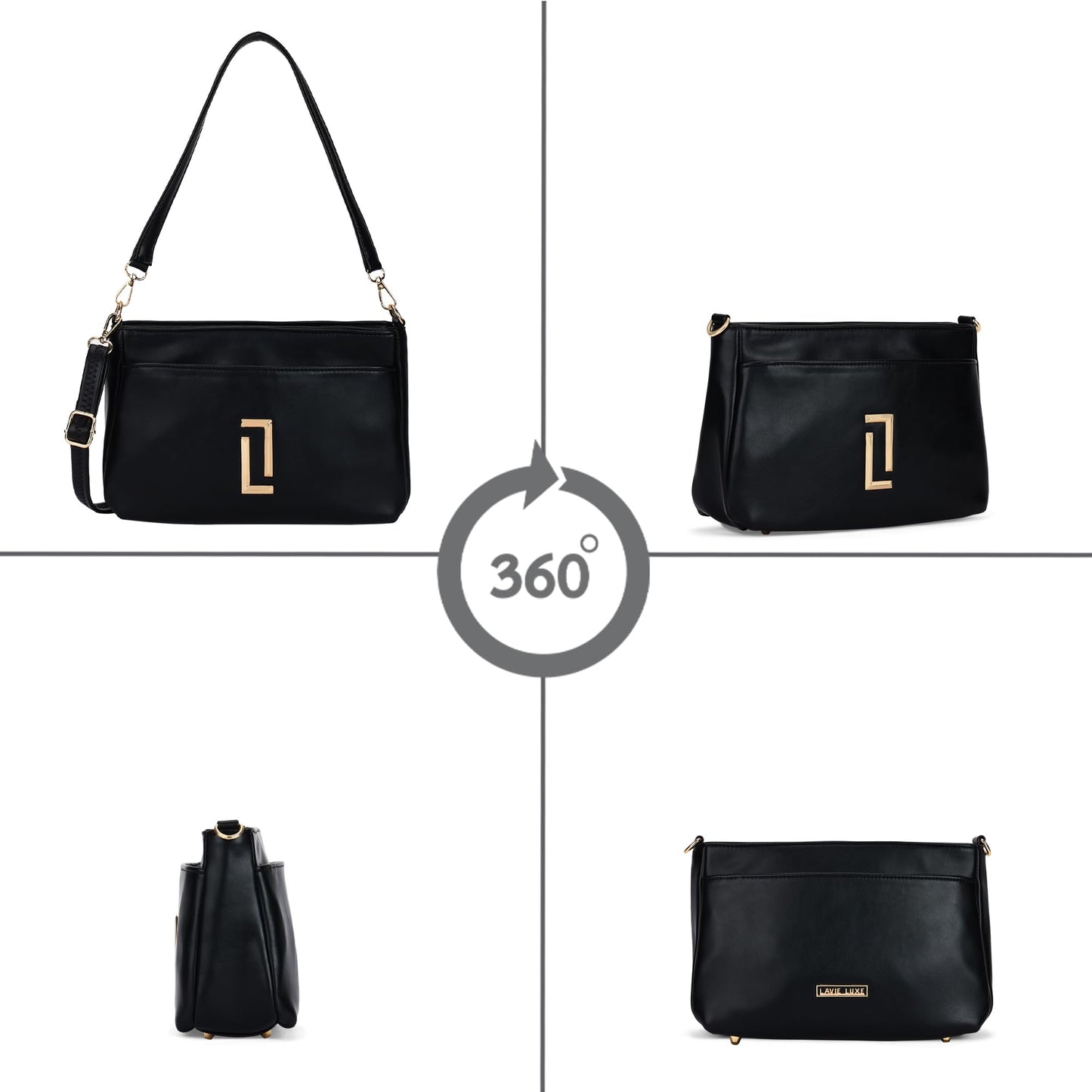 Lavie Luxe Women's Olie 3 Comapartment Medium Quilted Hobo Bag for Women | Hobo Handbag for Work | Ladies purse | Stylish Shoulder Bag | Ladies Gift