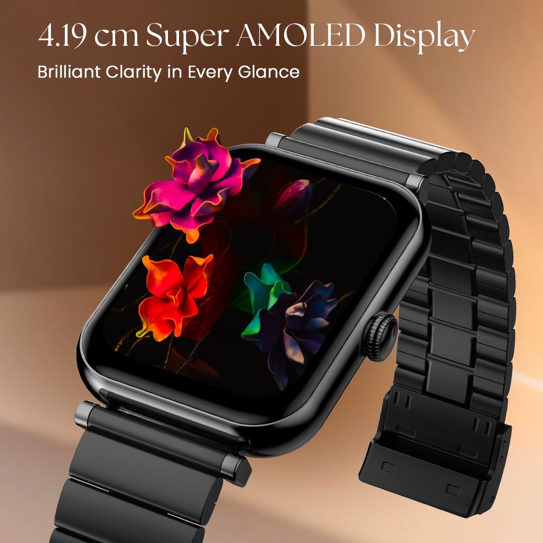 Fastrack Noir Charm Smart Watch for Women 1.65" inch AMOLED Display,Sleek Design,AI Watchface & AI Chat,Functional Crown,24/7 Health Suite,BT Calling,SpO2,HRM,IP68, Multiple Menu Styles- Black