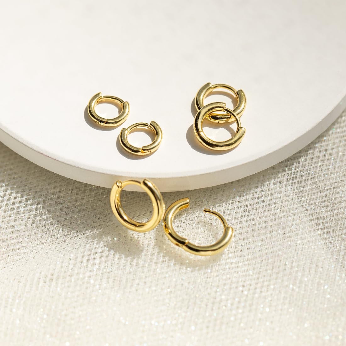 Aaishwarya Set of 3 pairs - 18K Gold Plated Huggies Hoop Earring Set | 11,13,15 mm | Earrings for Women and Girls | Waterproof Anti-Tarnish Jewels | Elegant Jewelry Gift | Minimal Stacking Jewellery