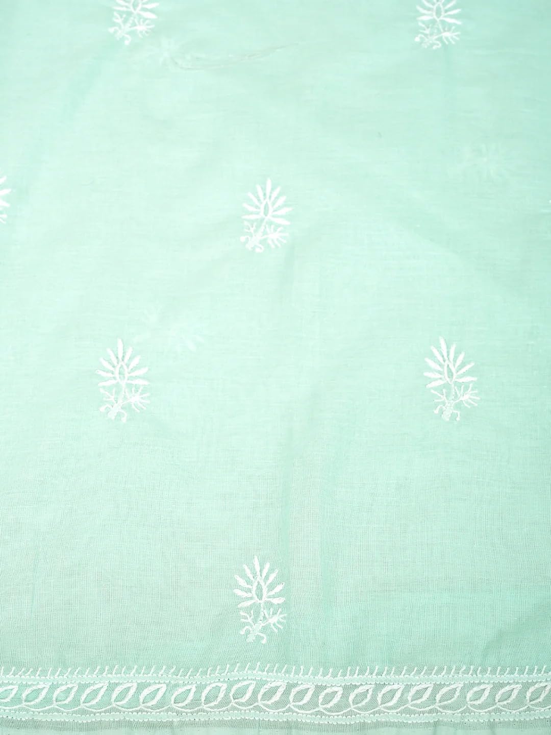 Ada Hand Embroidered Lucknowi Chikankari Unstitched Cotton Dress Material Suit Piece with Dupatta for Women 01A773700 Sea Green