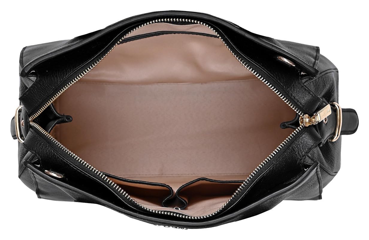 eske Sienna, the Single Zip Satchel | Structured Cosmos Leather Handbag | 3 Main Compartments | Zip & Slip Pockets | Gold Plated Charm | Detachable Shoulder Strap | 22 cm Height