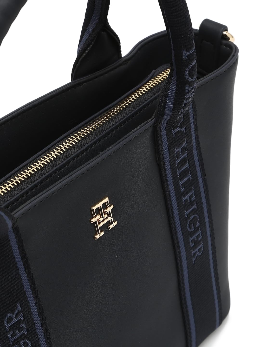 Tommy Hilfiger Solid Blue Pu Hand Bags