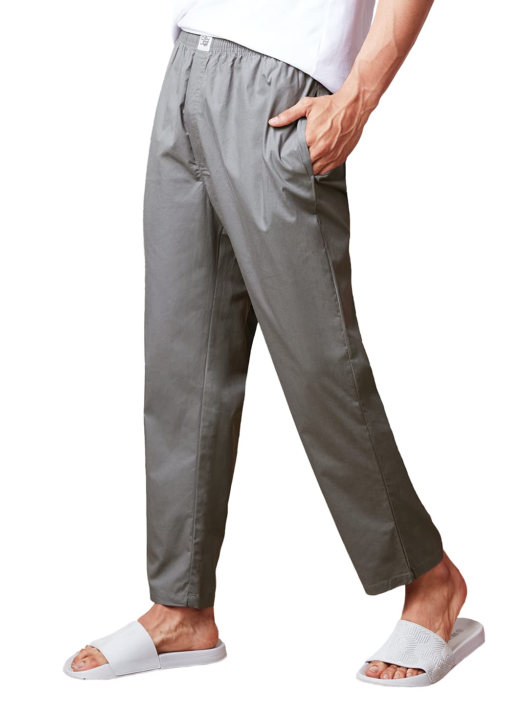 The Souled Store Smoke Grey Mens and Boys Solid Cotton Pajamas