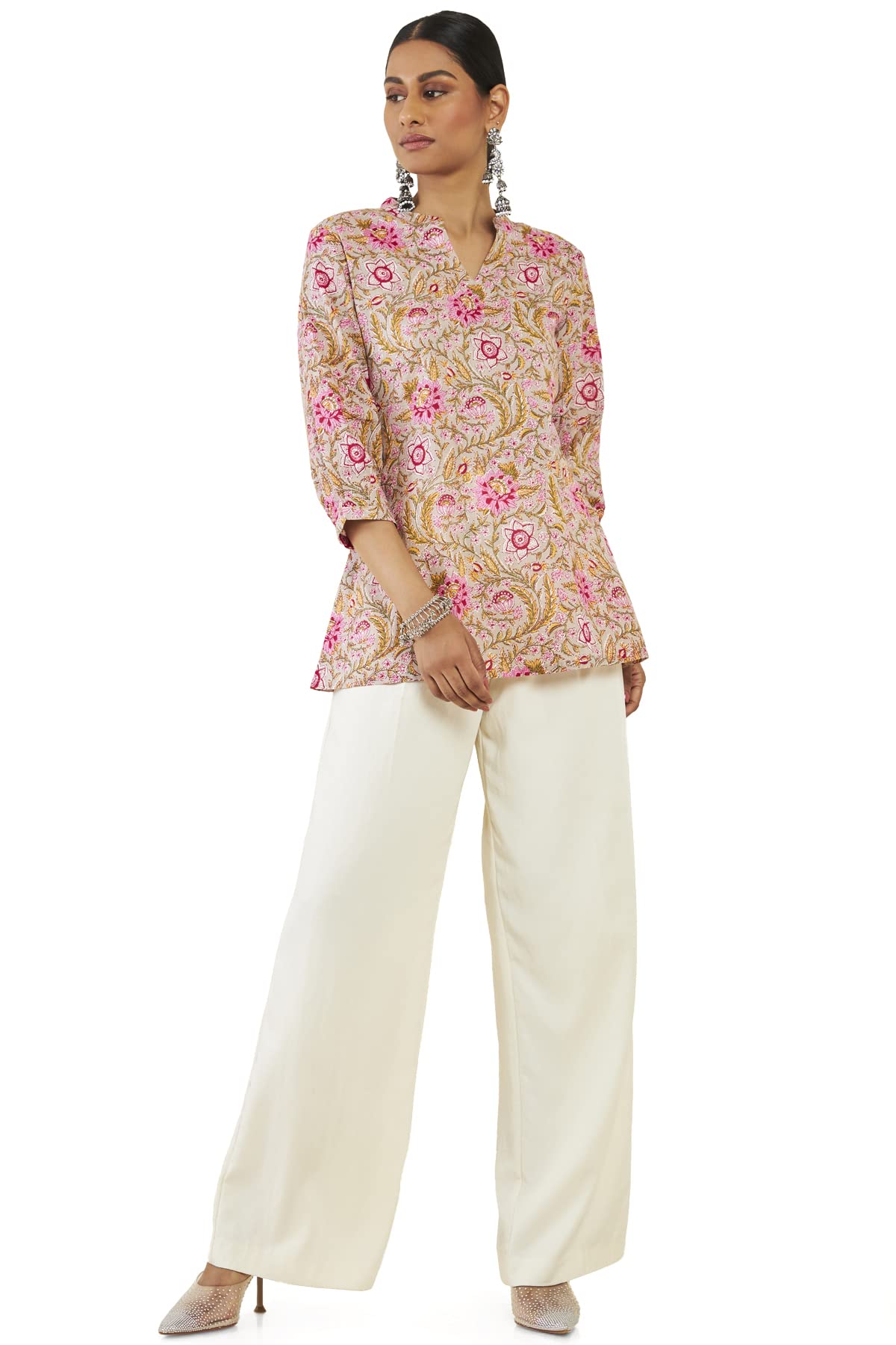 Soch Women Beige Cotton Printed Tunic(8907715925616_Beige_L)