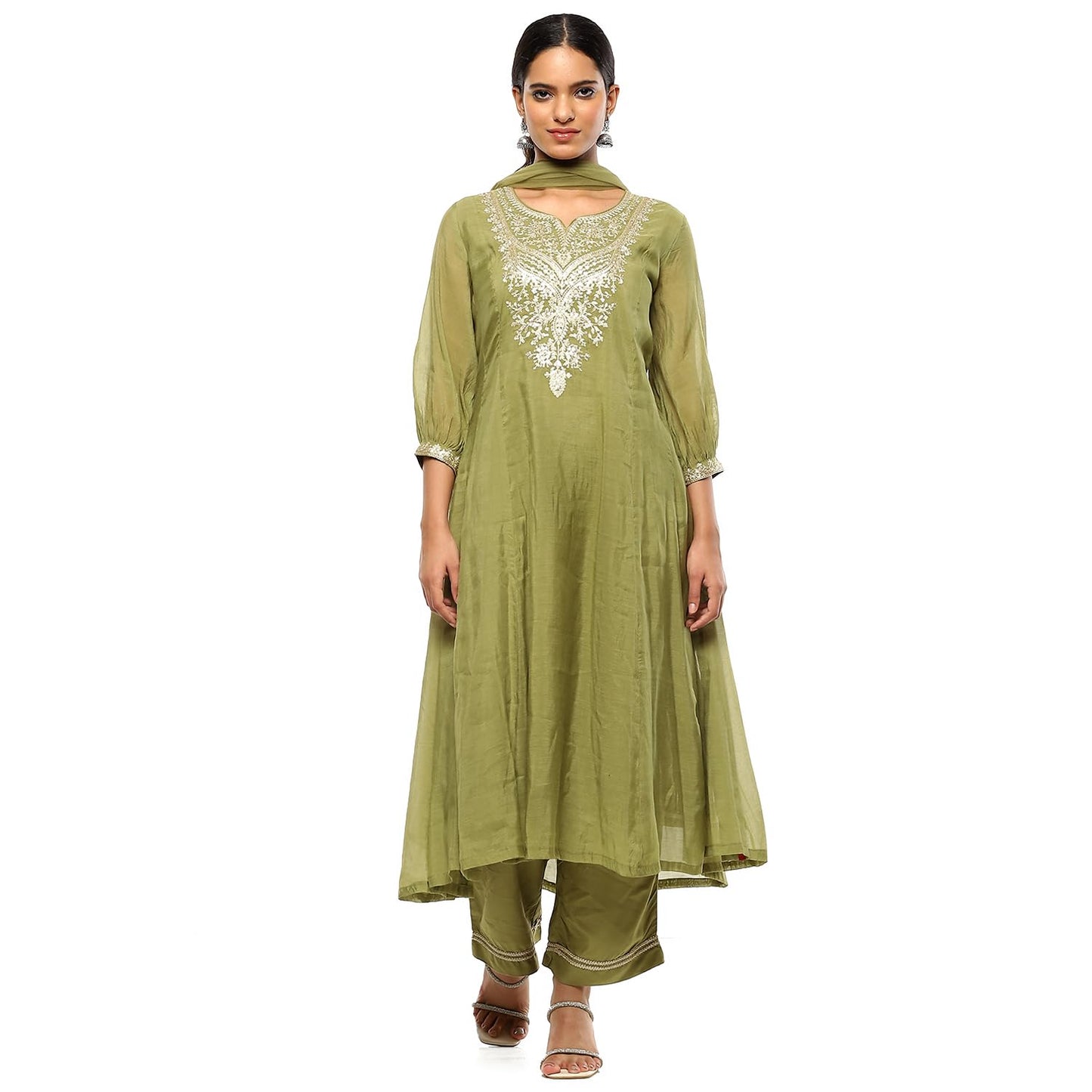 BIBA Women's Polyester Blend Kurta Sets (SKDRIVYT10119AW24MEH_Mehndi