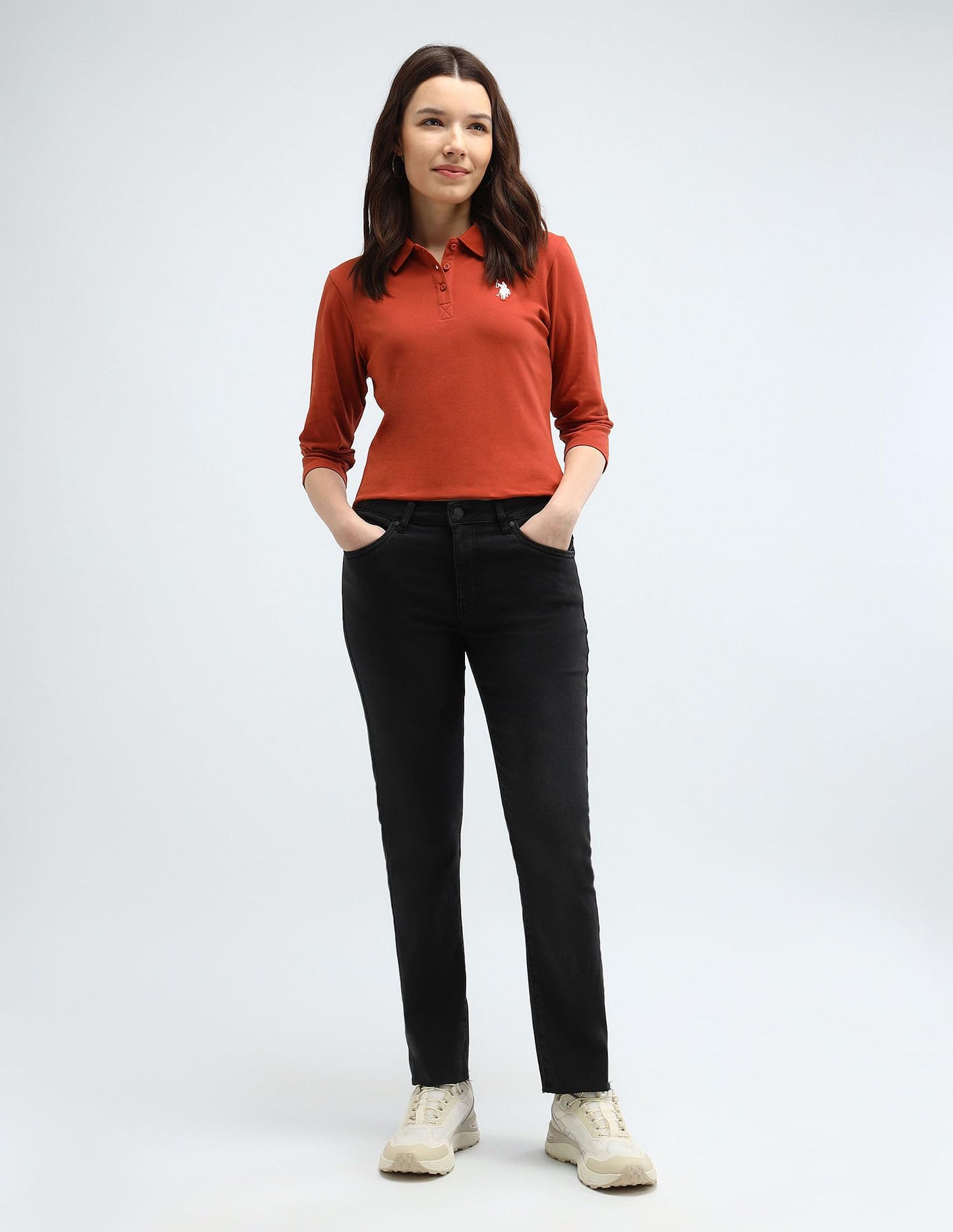 U.S. POLO ASSN. Slim Fit Mid Rise Jeans (UWAW24JEN280_Grey_28)