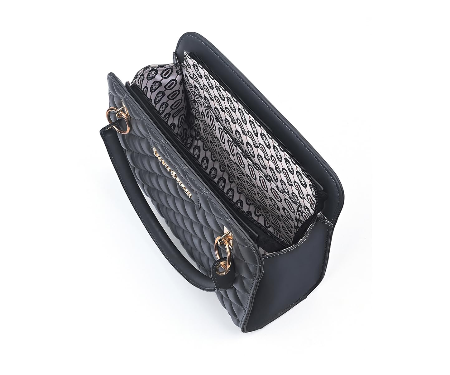 LOUIS STITCH Dark Grey Shoulder Bag for Women | Stylish Satchel Handbag Purse for Ladies with Zip Closure | LDB-03-CUFLDG