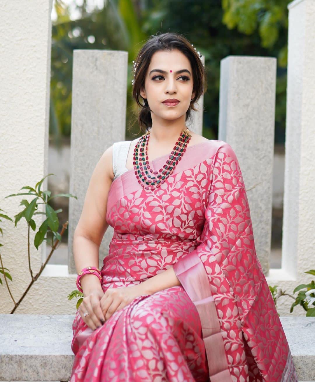 SGF11- Women's Kanjivaram Soft Silk Saree With Blouse Piece (Light Pink SGF-15)