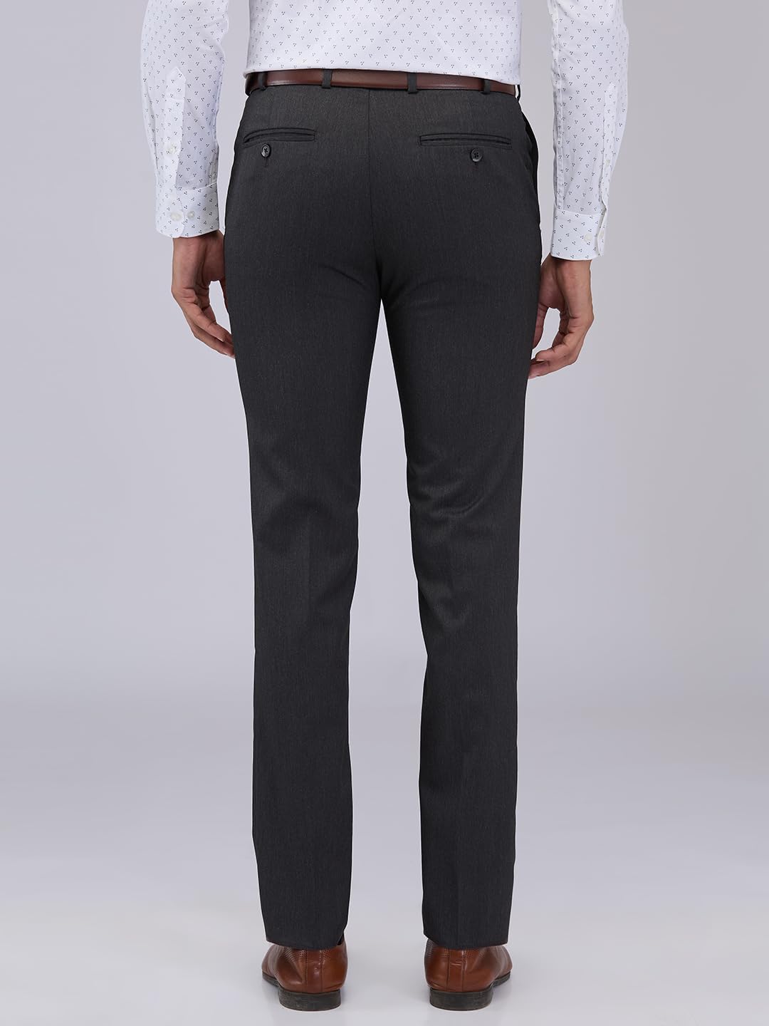 Raymond Men Slim Fit Structure Pattern Poly Viscose Blend Flat Front Formal Trouser (Size: 38)-RMTS05520-G7 Dark Grey
