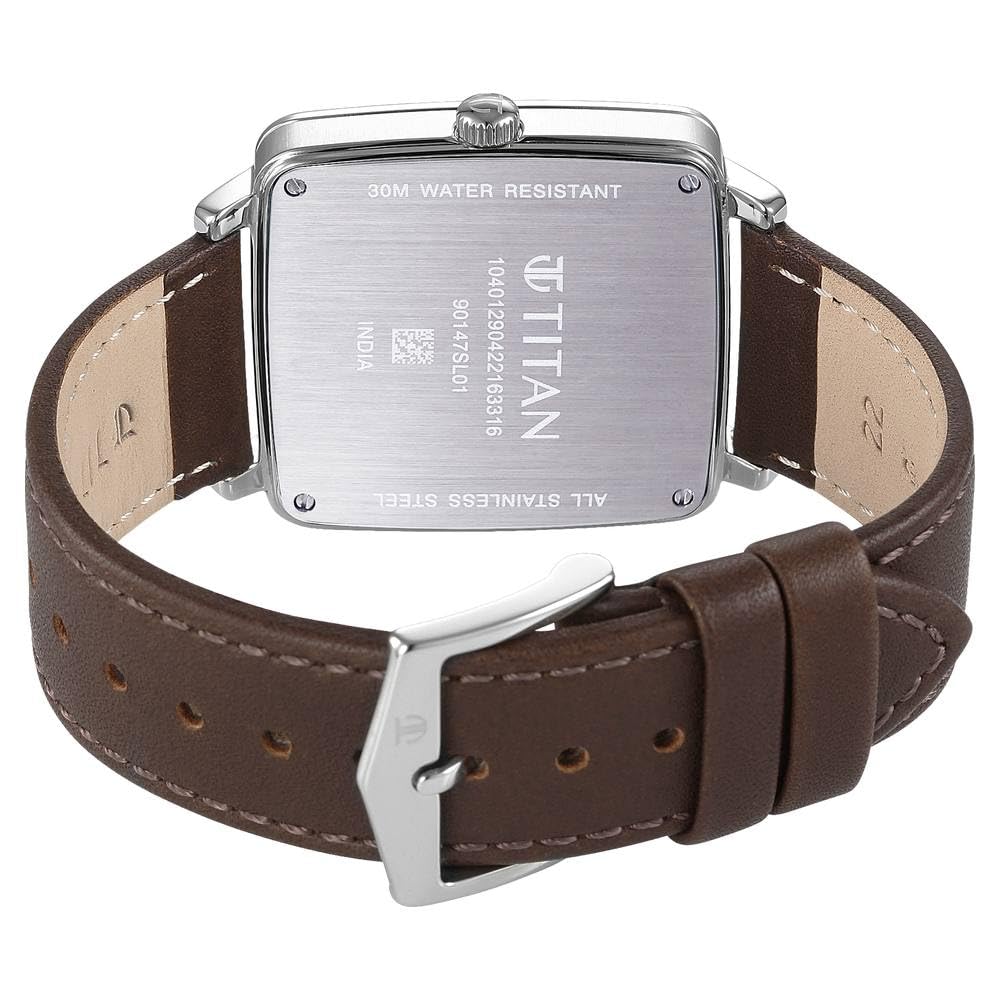 Titan Avant Garde Quartz Multifunction Beige Dial Brown Leather Strap Watch for Men - NT90147SL01