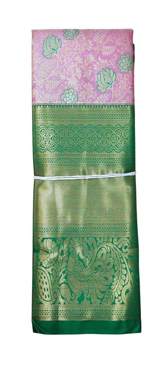 VFCollections Women's Kanchipuram Silk Pure Pattu Sarees With Blouse (VFC551-1)