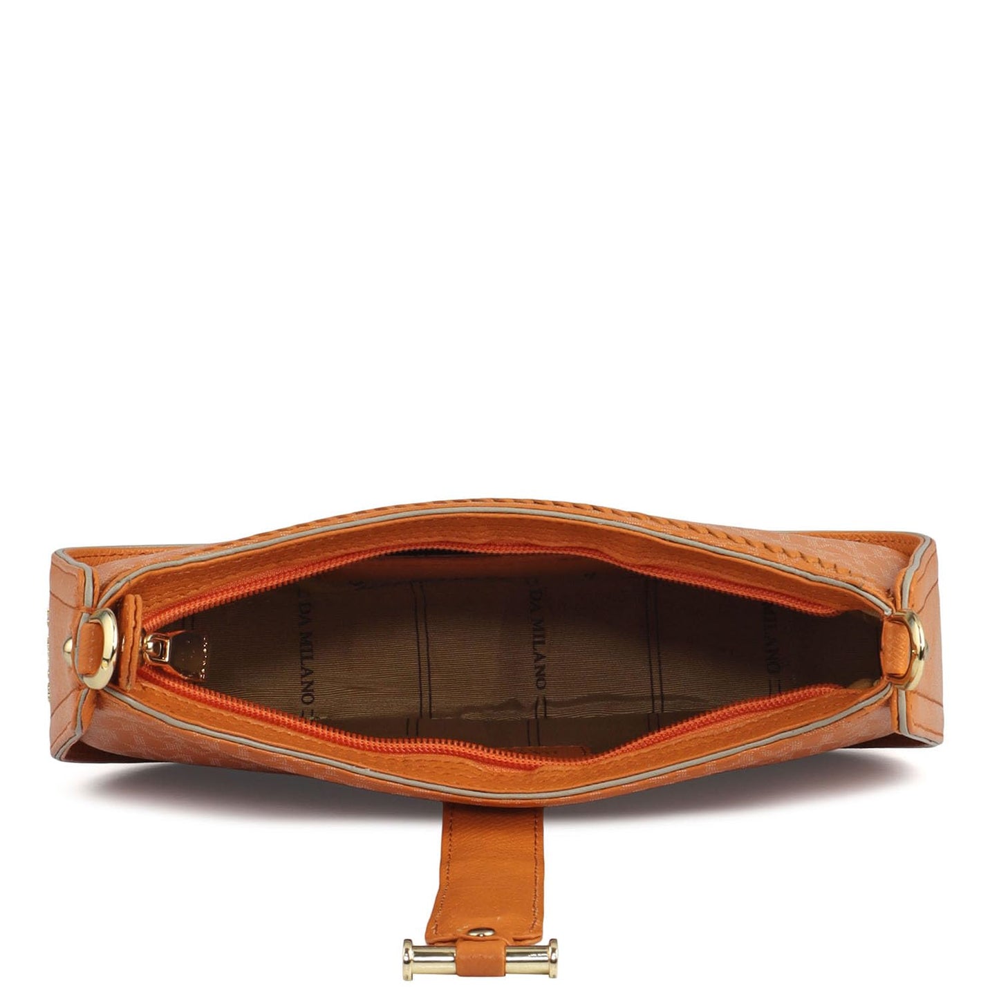 Da Milano Leather Shoulder Bag for Women - Orange