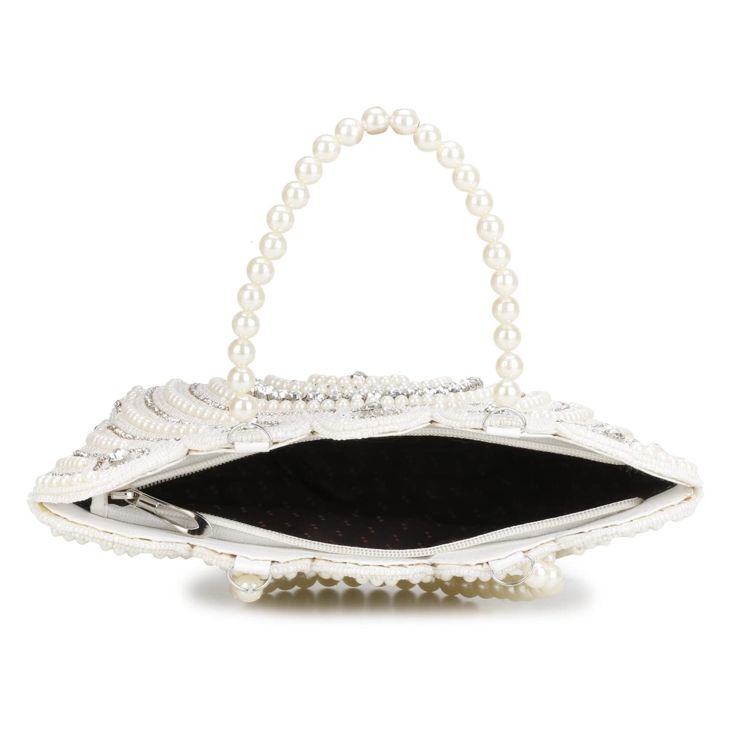LONGING TO BUY Women's Tote Pearl Clutch (White)