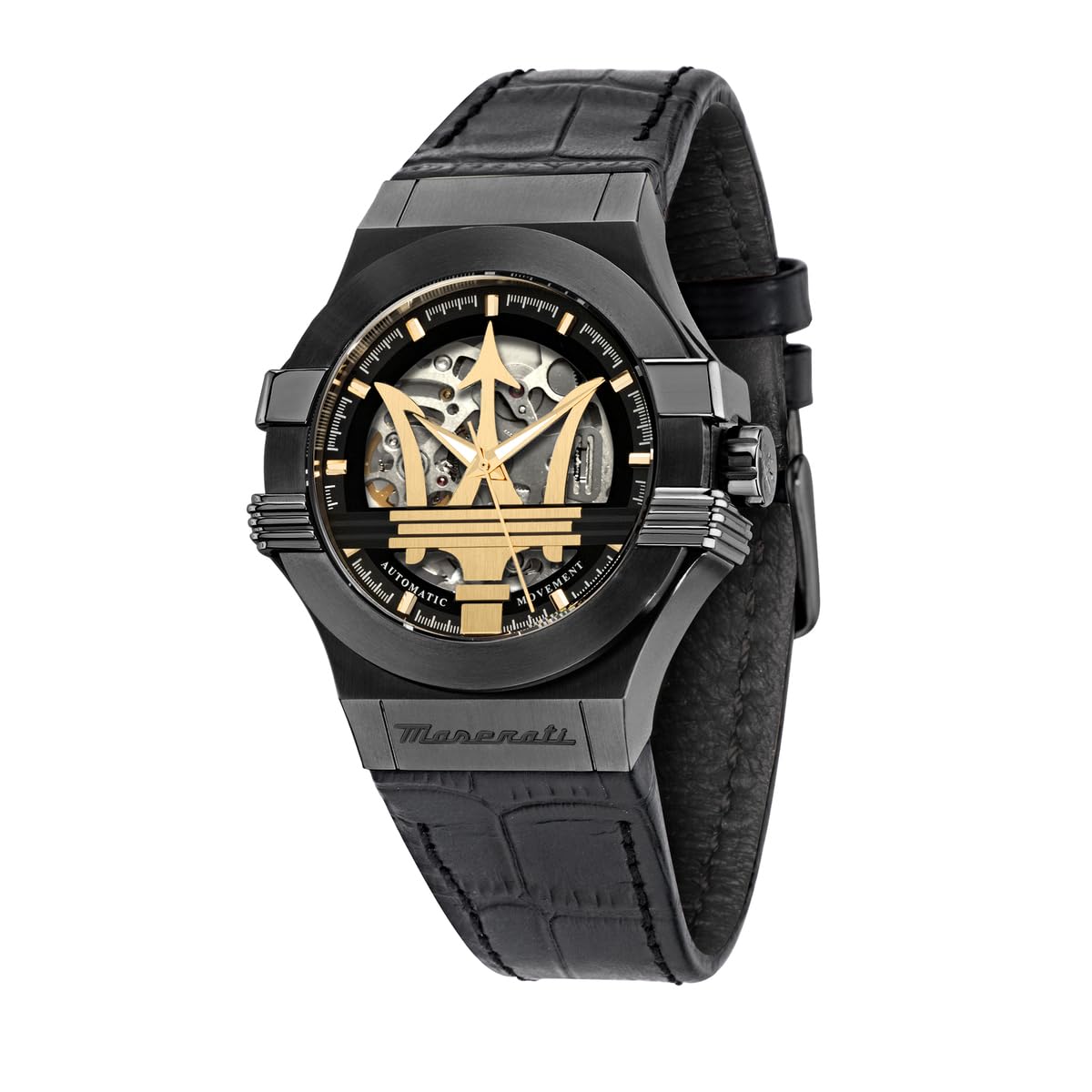 Maserati Leather Analog Silver Dial Men Watch-R8821108036, Black Band