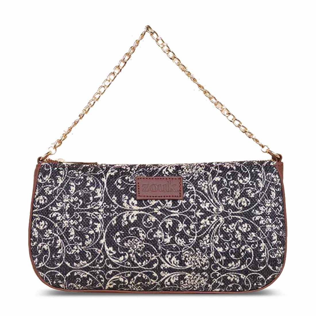 ZOUK Baguette Bag | Crossbody Bags for Women | Women's Handbags | Stylish Sling Bag for Woman | Vegan Leather Evening Bag | Travel & Office Use | Purse and Wallet | Lattice Lace Print