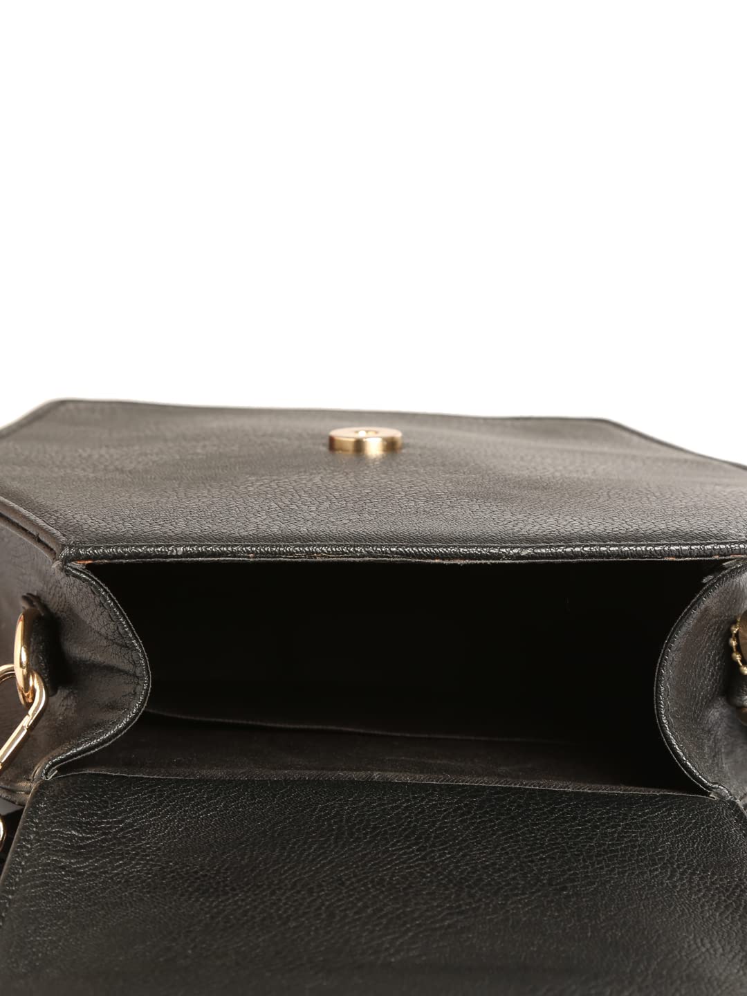 RASHKI ESA BLACK - Womens Vegan Leather Hand Bag | Real Wood Handle | Spacious Compartment | Flip Closure