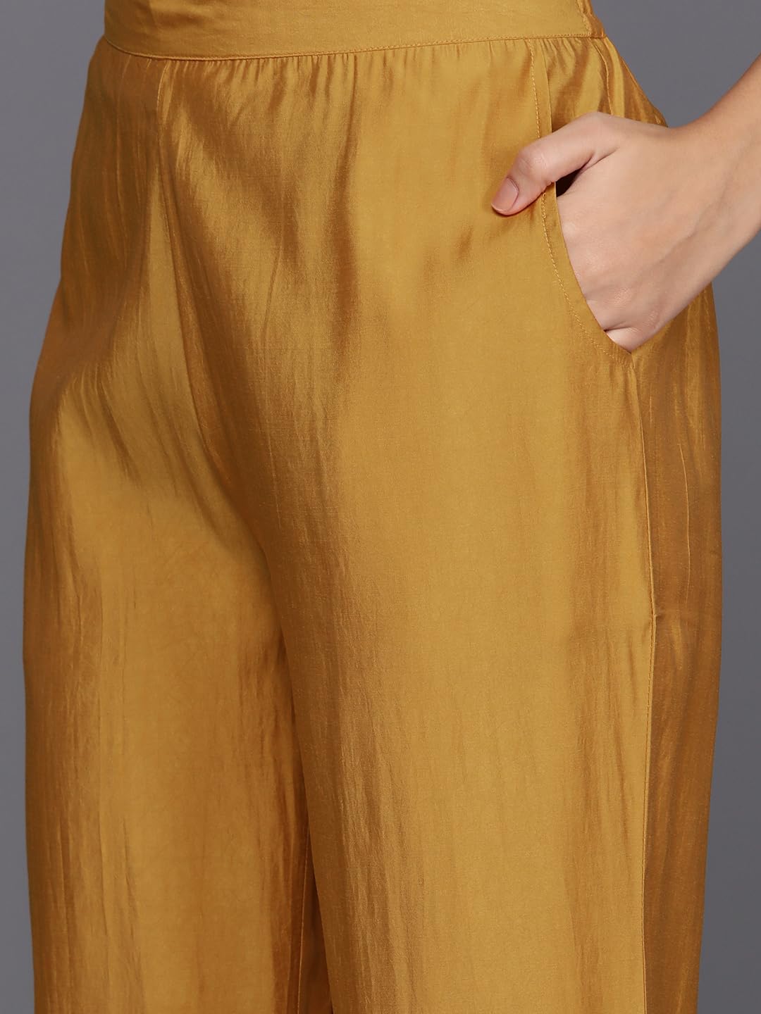 Libas Women's Silk Blend Kurta Sets (GS869_Mustard_S)