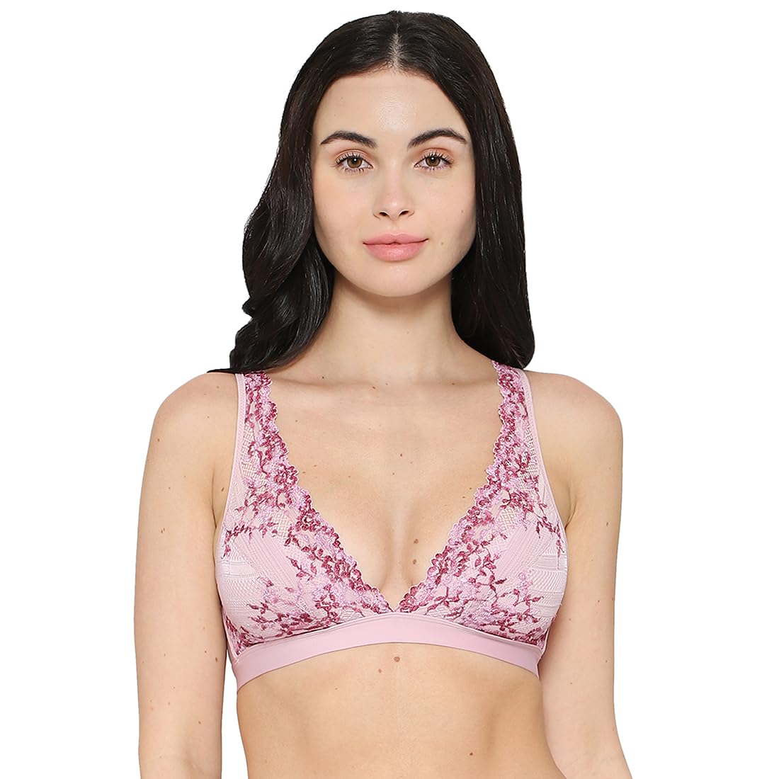 Embrace Lace Non Padded Non Wired 3/4th Cup Bridal Wear Medium Coverage Lace Bralette - Light Pink (38)