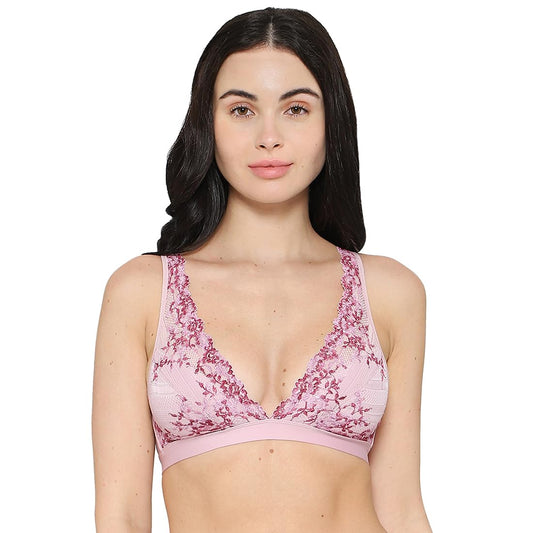 Embrace Lace Non Padded Non Wired 3/4th Cup Bridal Wear Medium Coverage Lace Bralette - Light Pink (38)
