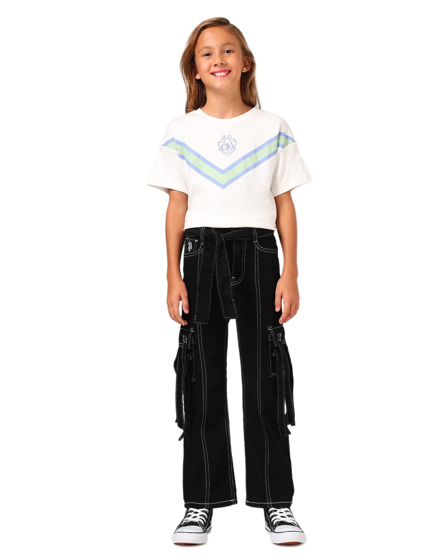 U.S. POLO ASSN. Girls Mid Rise Bootcut Jeans (UGJEN0197_Black_9-10Y)