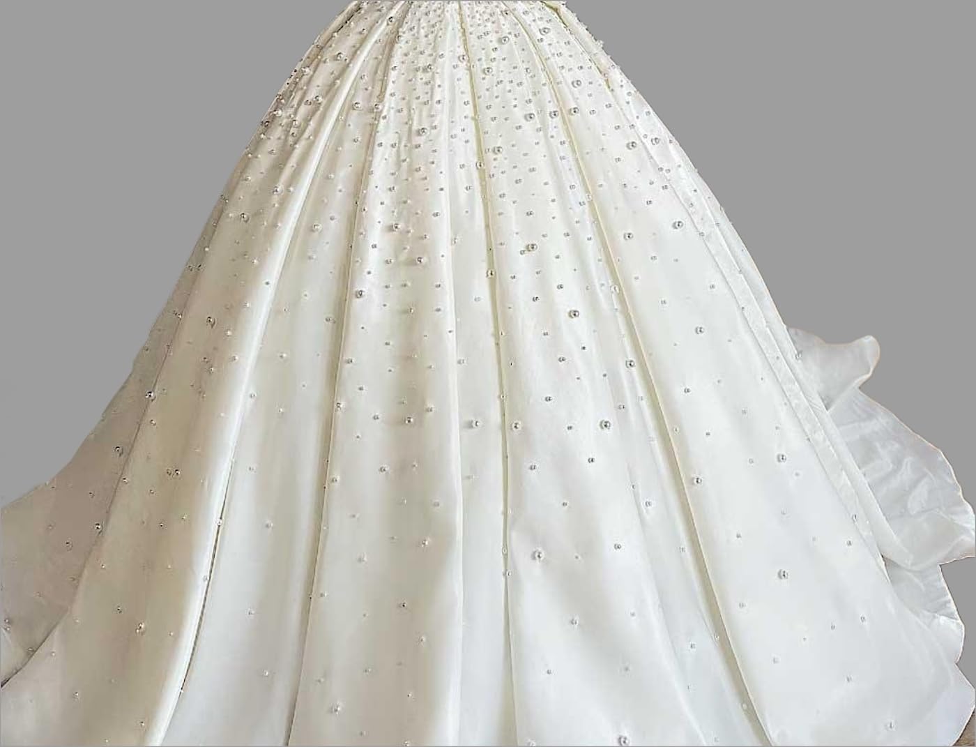 ThreadTexture Designer Pearl Embellishment Luxurious Wedding Ball Gown (in, Alpha, XS, Regular, White, Designer Shivay)