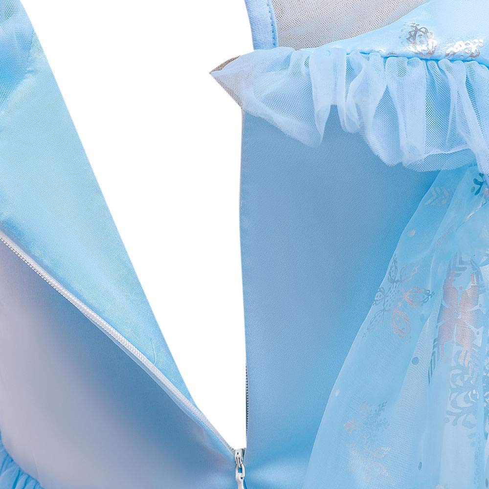 Hopscotch Girls Sequin Embellished Floor Length Ball Gown In Blue Color For Ages 4-5 Years