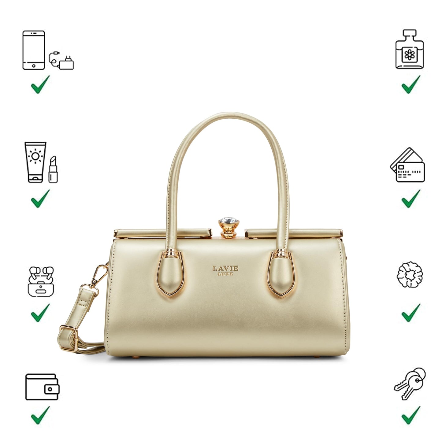 Lavie Luxe Women's Dazzle Frame Satchel Bag | Satchel Handbag for Work | Ladies Purse | Stylish Shoulder Bag | Gift for Women